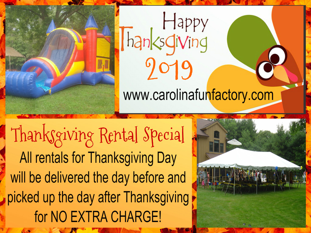 Thanksgiving Coupon Code for Party Rentals by Carolina Fun Factory Thanksgiving Coupon Code for Party Rentals by Carolina Fun Factory